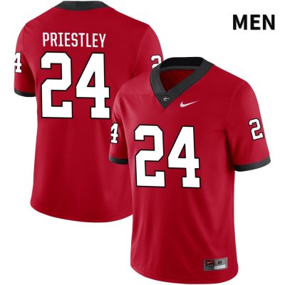 Men's Georgia Bulldogs NCAA #24 Nathan Priestley Nike Stitched Red NIL 2022 Authentic College Football Jersey AOU0854FI